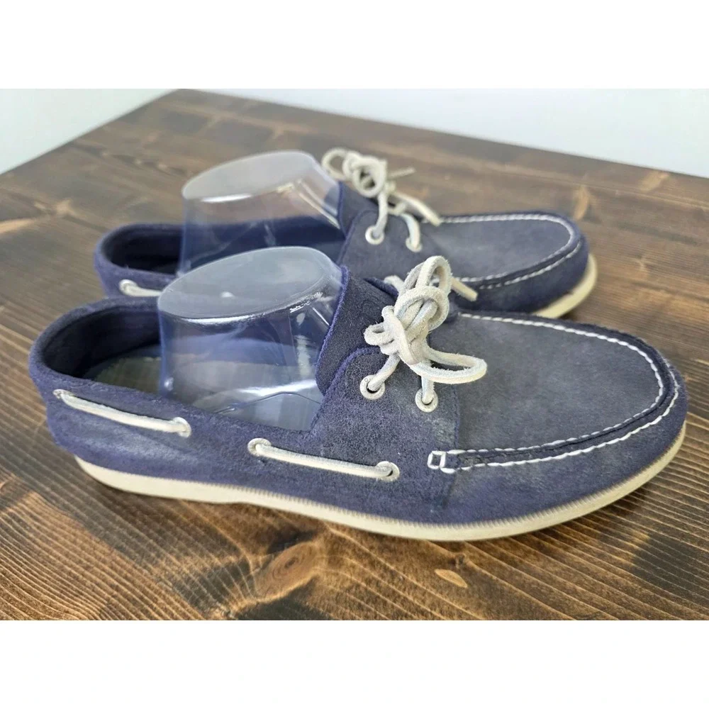 GH Bass & Co Hampton Men's Boat Shoes Size 11.5 Blue Navy Slip On Leather Loafer